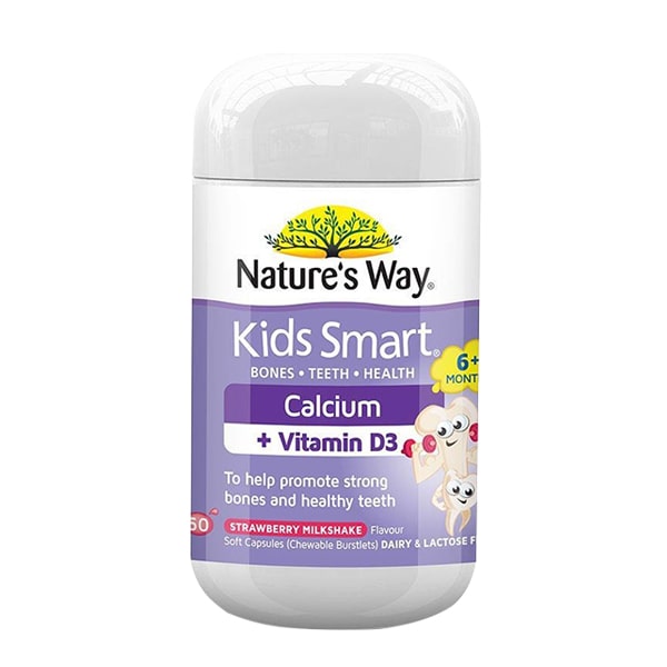 kẹo dẻo vị dâu bổ sung Canxi D3 Nature’s Way Kids Smart Calcium + Vitamin D3 50 viên