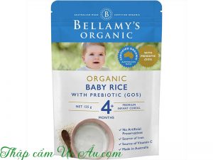 Bellamy’s Organic Baby Rice with GOS 125g bột ăn dặm 4 tháng tuổi.