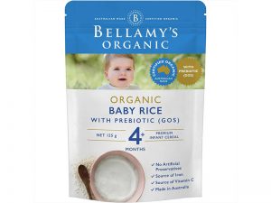 Bột ăn dặm cho trẻ Bellamy’s Organic Baby Rice with GOS 125g.