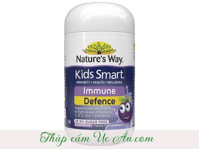 50 viên nhai tăng cường sức đề kháng Nature’s Way Kids Smart Immune Defence Chewables cho trẻ từ 2 tuổi trở lên.
