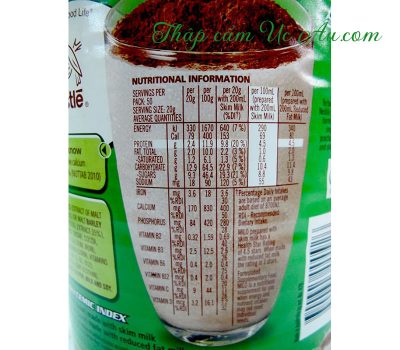 Hàm lượng dinh dưỡng của sữa Milo Úc 1kg ngọt dịu thơm ngon dinh dưỡng.