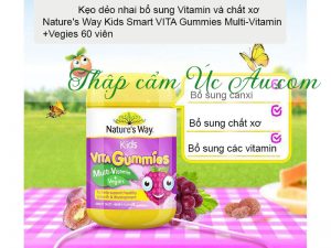 Bé khỏe mạnh và cao lớn hơn cùng Nature's Way Kids Smart VITA Gummies Multi-Vitamin +Vegies 60 viên dành cho bé từ 2 tuổi.