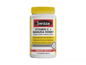 Viên nhai tăng cường miễn dịch Swisse Vitamin C Manuka Honey của Úc 120 viên.