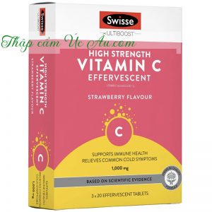 Viên sủi bổ sung vitamin c Swisse Ultiboost High Strength Vitamin C 20 viên.