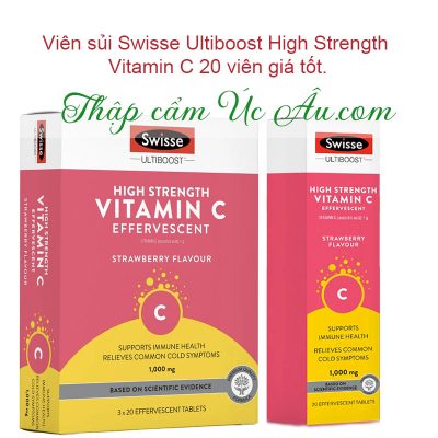 viên sủi Swisse Ultiboost High Strength Vitamin C bổ sung 500mg Vitamin C.