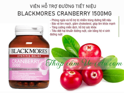 Viên uống hỗ trợ điều trị viêm đường tiết niệu Blackmores Cranberry 1500mg.