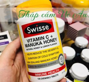 120 viên nhai tăng cường miễn dịch Swisse Vitamin C Manuka Honey của Úc.