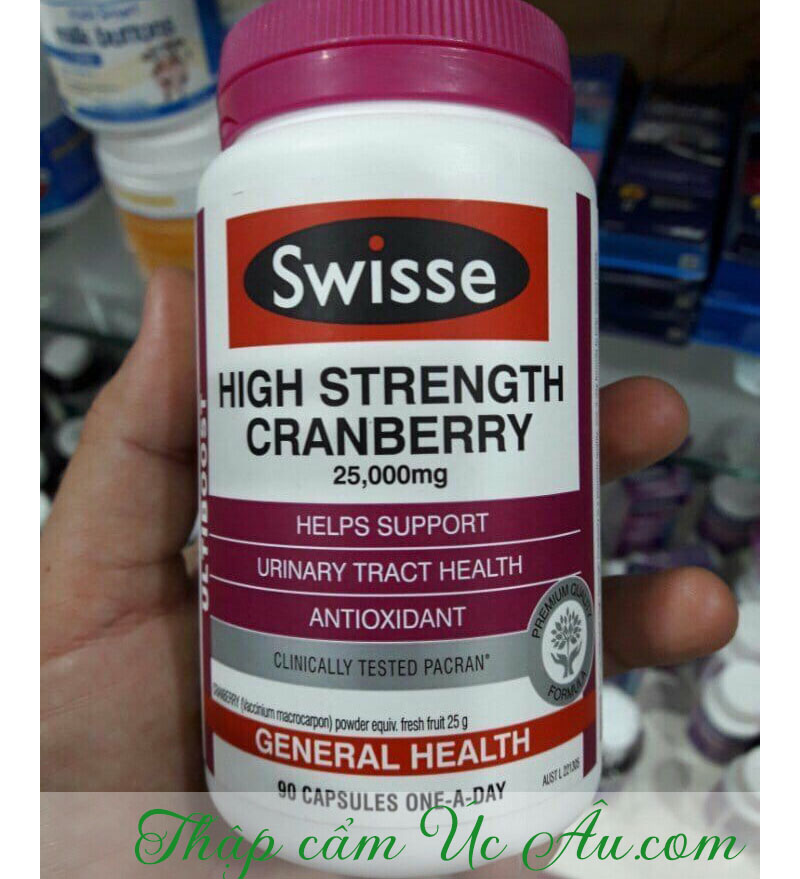 Swisse High Strength Cranberry 25000mg cải thiện bệnh viêm đường tiết niệu.